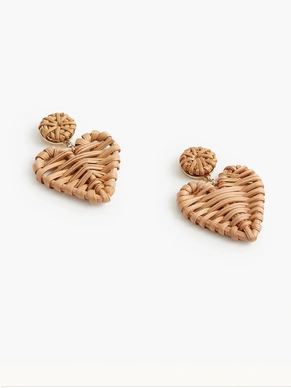 NWT J crew Woven Heart Drop Earrings in Natural Straw